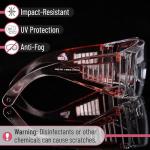 UNCO- Safety Glasses Over Eyeglasses, 2 Pack, Anti Fog Safety Goggles Over Glasses for Men and Women, Impact Resistant, UV Protective Eyewear for Chemistry Lab Work