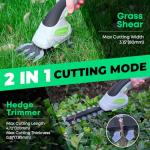 2-in-1 Cordless Hedge Trimmer, Handheld Hedge Trimmer & Cordless Grass Shear with 2.0Ah Rechargeable Battery and Type-C Cable – Electric Grass Trimmer for Garden, Yard, and Lawn