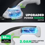 2-in-1 Cordless Hedge Trimmer, Handheld Hedge Trimmer & Cordless Grass Shear with 2.0Ah Rechargeable Battery and Type-C Cable – Electric Grass Trimmer for Garden, Yard, and Lawn