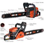 62cc Gas Chainsaw, 20 & 24 Inch Professional Chainsaw with 2-Cycle Engine & Anti-Vibration System, Quick Start Technology for Tree Cutting, Firewood, Logging (62CC 20in+24in)