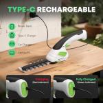 2-in-1 Cordless Hedge Trimmer, Handheld Hedge Trimmer & Cordless Grass Shear with 2.0Ah Rechargeable Battery and Type-C Cable – Electric Grass Trimmer for Garden, Yard, and Lawn