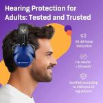 Vanderfields Premium Hearing Protection Ear Muffs - Broad Spectrum Sound Reduction 33.2dB at 2K Hz Noise Cancelling - Headset Safety Noise Cancellation - Headphones Adults and Teens - Marine Blue
