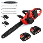 ALSO GO 16" Electric Cordless Chainsaw, 42V Battery Powered Chainsaw, Brushless Chain Saw with 2 x 3.0Ah Batteries Ideal for Wood/Tree Cutting and Pruning