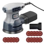 5-Inch Random Orbital Sander with Brake, 3.0AMP Electric Palm Sander 6 Variable Speed, 13000RPM Power Sander with 15pcs Sandpapers, ZeroDust & Vacuum Attach Collection System for Woodworking Sanding