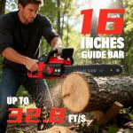 ALSO GO 16" Electric Cordless Chainsaw, 42V Battery Powered Chainsaw, Brushless Chain Saw with 2 x 3.0Ah Batteries Ideal for Wood/Tree Cutting and Pruning