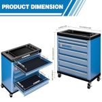 LARBANKE 7-Drawer Rolling Tool Chest with Lock&Keys and Swivel Casters,Tool Chest with Multi-Sizes Drawers and Multifunctional Countertop,Special Connect Rods for Connection with 5-Drawer Tool Cabinet