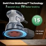 5-Inch Random Orbital Sander with Brake, 3.0AMP Electric Palm Sander 6 Variable Speed, 13000RPM Power Sander with 15pcs Sandpapers, ZeroDust & Vacuum Attach Collection System for Woodworking Sanding