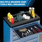 LARBANKE 7-Drawer Rolling Tool Chest with Lock&Keys and Swivel Casters,Tool Chest with Multi-Sizes Drawers and Multifunctional Countertop,Special Connect Rods for Connection with 5-Drawer Tool Cabinet