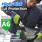 Schwer 2 Pairs Cut Resistant Gloves ANSI A6/A7 (Send Randomly) Cut Proof Work Gloves, Touchscreen, for Men and Women Used for Woodworking, Glass Cutting, Construction, Cargo Handling, Car Repair, L