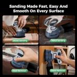 5-Inch Random Orbital Sander with Brake, 3.0AMP Electric Palm Sander 6 Variable Speed, 13000RPM Power Sander with 15pcs Sandpapers, ZeroDust & Vacuum Attach Collection System for Woodworking Sanding