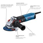 BOSCH GWS14-50 5 In. Angle Grinder | Compact, Powerful 13-Amp Motor with Slide Switch - High Performance for Grinding and Cutting