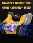 APEXPOWER Cordless Leaf Blower for DEWALT 20V Battery, 650CFM/160MPH, 26000RPM Brushless Leaf Blower Cordless w/Turbo & 4 Speed Modes, Lock-On Switch, Electric Leaf Blowers for Lawn Care, Wet Leaves