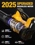 APEXPOWER Cordless Leaf Blower for DEWALT 20V Battery, 650CFM/160MPH, 26000RPM Brushless Leaf Blower Cordless w/Turbo & 4 Speed Modes, Lock-On Switch, Electric Leaf Blowers for Lawn Care, Wet Leaves