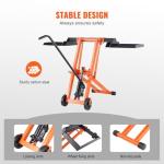 VEVOR Lawn Mower Lift with Hydraulic Jack, 500 Lbs Weight Capacity, Solid Carbon Steel Lawn Mower Lift, Adjustable Movable Lawn Lifter for Riding Tractors and Zero Turn Lawn Mowers, Orange