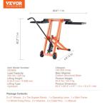 VEVOR Lawn Mower Lift with Hydraulic Jack, 500 Lbs Weight Capacity, Solid Carbon Steel Lawn Mower Lift, Adjustable Movable Lawn Lifter for Riding Tractors and Zero Turn Lawn Mowers, Orange