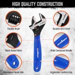 HORUSDY 3-Piece Adjustable Wrench Set (6/8/10 in), Wide Jaw Black Oxide Finish, Cr-V Steel, Metric & SAE Scales, Adjustable Spanner Set for Home Garage Workshop