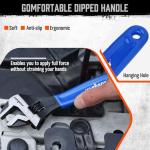 HORUSDY 3-Piece Adjustable Wrench Set (6/8/10 in), Wide Jaw Black Oxide Finish, Cr-V Steel, Metric & SAE Scales, Adjustable Spanner Set for Home Garage Workshop