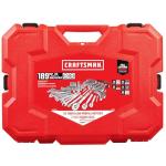 CRAFTSMAN Tool Set, 189 Piece Mechanics Tool Set, 1/4 ,3/8and 1/2 Inch Drive Socket Wrench Set with Thinner Ratchet, Steel 6 and 12point Sockets, Wrenches, Hex Keys and Specialty Bits (CMMT12134)