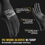 COOLJOB 60 Pairs Safety Work Gloves Pack Bulk with Grip PU Coating, 13 Gauge Seamless Knit Gloves with Polyurethane Dipped for Warehouse Working, Breathable Lightweight for Men Women, Black Large