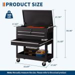 PrecisionAuto 4-Drawer Rolling Tool Chest, with Wheels and Lock, Portable Storage Organizer, Secure Toolbox with Key System, Mobile Cabinet for Workshop, Repair Shop, Warehouse, Black