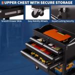 PrecisionAuto 4-Drawer Rolling Tool Chest, with Wheels and Lock, Portable Storage Organizer, Secure Toolbox with Key System, Mobile Cabinet for Workshop, Repair Shop, Warehouse, Black