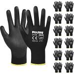 Ultra-Thin PU Coated Work Gloves-12 Pairs,Excellent Grip,Nylon Shell Black Polyurethane Coated Safety Work Gloves, Knit Wrist Cuff,Ideal for Light Duty Work. (Large)