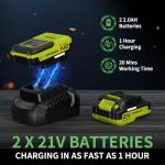 LEAPUL Leaf Blower Cordless, 21V Electric Leaf Blower with 2×2.0Ah Batteries & 1 Fast Charger, Lightweight Battery Powered Blower for Lawn Care, Patio Cleaning