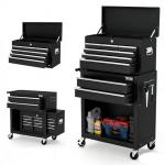 TUFFIOM 8-Drawer Rolling Tool Chest w/Lock, Tool Storage Cabinet w/Wheels, Detachable Top, Drawers & Drawer Liners, Tool Organizer Box for Garage, Warehouse & Repair Shop