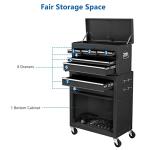 TUFFIOM 8-Drawer Rolling Tool Chest w/Lock, Tool Storage Cabinet w/Wheels, Detachable Top, Drawers & Drawer Liners, Tool Organizer Box for Garage, Warehouse & Repair Shop