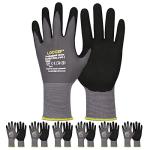 LOCCEF Work Gloves MicroFoam Nitrile Coated-6 Pairs,Seamless Knit Nylon Gloves,Gray Work gloves (10/XL, Gary-6 Pairs)