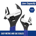 WORKPRO 8-Inch Adjustable Wrench, Cr-V Steel Wide Jaw Black Oxide Wrench, Metric & SAE Scales, for Home, Garage, Workshop and DIY