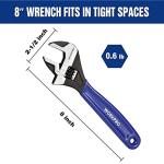 WORKPRO 8-Inch Adjustable Wrench, Cr-V Steel Wide Jaw Black Oxide Wrench, Metric & SAE Scales, for Home, Garage, Workshop and DIY