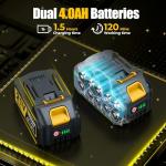 22'' Cordless Hedge Trimmer - 2x4.0AH Batteries & Charger, SK5 Dual-Action Blade Hedge Clippers Handheld, 180° Rotating Handle, 4.1Lbs Electric Hedge Trimmer for Yard/Garden