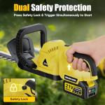 22'' Cordless Hedge Trimmer - 2x4.0AH Batteries & Charger, SK5 Dual-Action Blade Hedge Clippers Handheld, 180° Rotating Handle, 4.1Lbs Electric Hedge Trimmer for Yard/Garden