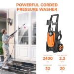 Giraffe Tools Electric Pressure Washer, 2400 PSI 2.3 GPM with 4 Quick-Connect Nozzles, 20FT Hose & Foam Cannon, Powerful Washer for Cars/Road/Driveways/Fences