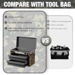 WORKPRO Metal Mini Tool Box, Top Tool Chest containing Two Drawers with Ball Bearing Slides, PVC Drawer Liners and PP Feet Pads, Durable Cold Rolled Steel Small Toolbox for Multi-Purpose Storage
