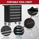 Kieperi 5-Drawers Rolling Tool Chest, Tool Chest with Wheels and Drawers, Rolling Box with Locking System, Tool Box with Wheels for Garage, Warehouse, Workshop (Black, 5 Drawers)