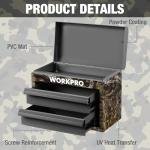 WORKPRO Metal Mini Tool Box, Top Tool Chest containing Two Drawers with Ball Bearing Slides, PVC Drawer Liners and PP Feet Pads, Durable Cold Rolled Steel Small Toolbox for Multi-Purpose Storage