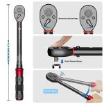 SUERCUP 3/8-Inch Drive Click Torque Wrench - 5-45 Ft-Lb/6.8-61Nm, Dual-Direction Adjustable 72 Tooth Click Torque Wrench for Bike, Motorcycle and Car Repair