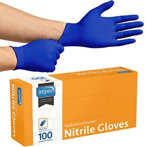Inspire Cobalt Blue Nitrile Disposable Gloves | 4.5 Nitrile Safety Medical Exam Cooking Cleaning Disposable Gloves (Blue - Box of 100, Medium)