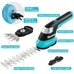 DURATECH Cordless Hedge Trimmer, 7.2V 2-in-1 Handheld Rechargeable Grass Trimmer & Hedge Shears with USB Type-C Cable, Built-in Li-ion Battery, Electric Shrub & Grass Shears for Garden, Yard and Lawn