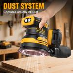 Random Orbital Sander for Dewalt 20V Battery, 5" Palm Cordless Sander with 10pcs Sandpaper, 3 Variable Speeds, Dust Collector for Woodworking Polishing Sanding(Battery Not Included)