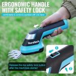 DURATECH Cordless Hedge Trimmer, 7.2V 2-in-1 Handheld Rechargeable Grass Trimmer & Hedge Shears with USB Type-C Cable, Built-in Li-ion Battery, Electric Shrub & Grass Shears for Garden, Yard and Lawn