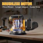 Random Orbital Sander for Dewalt 20V Battery, 5" Palm Cordless Sander with 10pcs Sandpaper, 3 Variable Speeds, Dust Collector for Woodworking Polishing Sanding(Battery Not Included)