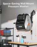 Giraffe Tools Wall Mounted Pressure Washer Essential with Upgraded 1800W Motor, Max 2900 PSI, 2.2 GPM Electric Power Washer with 100ft Retractable Pressure Hose, Automatic Rewind, Any Length Lock