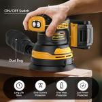 Random Orbital Sander for Dewalt 20V Battery, 5" Palm Cordless Sander with 10pcs Sandpaper, 3 Variable Speeds, Dust Collector for Woodworking Polishing Sanding(Battery Not Included)