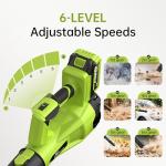 Leaf Blower Cordless, 21V Cordless Leaf Blower with 2×4.0Ah Batteries & Fast Charger, 6-Speed, Powerful Lightweight Electric Blower Kit for Lawn, Patio, Car Drying and Light Snow, Lightweight Handheld