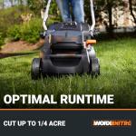 WORX Nitro 16" Cordless Lawn Mower, 2 in 1 Electric Mower with with Brushless Motor, Lightweight Push Lawn Mower for 1/4 Acre, 2 Batteries & Charger Included, WG737