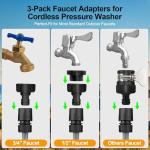 Cordless Pressure Washer with Faucet & Garden Hose Connector, 5.0Ah Battery, 2000PSI MAX Portable Pressure Washer with Brushless Motor, 4 Speed Adjustment LCD Touch Screen, 6-in-1 Nozzle