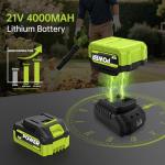 Leaf Blower Cordless, 21V Cordless Leaf Blower with 2×4.0Ah Batteries & Fast Charger, 6-Speed, Powerful Lightweight Electric Blower Kit for Lawn, Patio, Car Drying and Light Snow, Lightweight Handheld